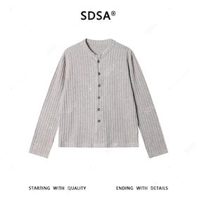 SDSA男装2026新款高贵轻奢慵懒风竖纹单排扣衬衫简约百搭时尚衬衣