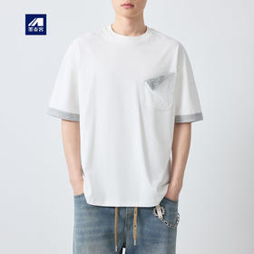 墨麦客男装城市运动撞色圆领t恤男2026夏新款宽松男士短袖75226.