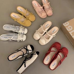 【69.9/双】小香风玛丽珍单鞋半拖鞋女夏外穿新款法式复古芭蕾风软平底包头拖聚★为爱严选