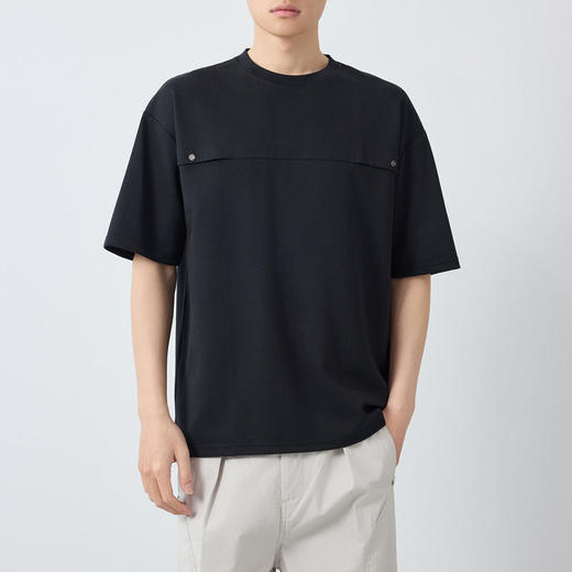 墨麦客男装高智通勤圆领短袖t恤男2026春夏新款宽松男士T恤75191. 商品图2