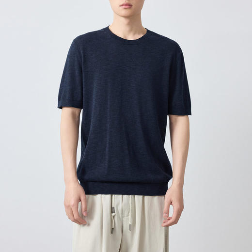 墨麦客男装高智通勤竹节麻棉t恤男夏新款230g纯色男士短袖75216. 商品图1