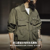 马登工装美式复古猎装衬衫薄款梭织多口袋军绿色长袖衬衫外套男春 商品缩略图2