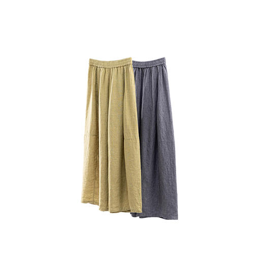 特绽放115朵/自在*色织亚麻全腰松紧宽松阔腿裤女松弛感休闲长裤 商品图4