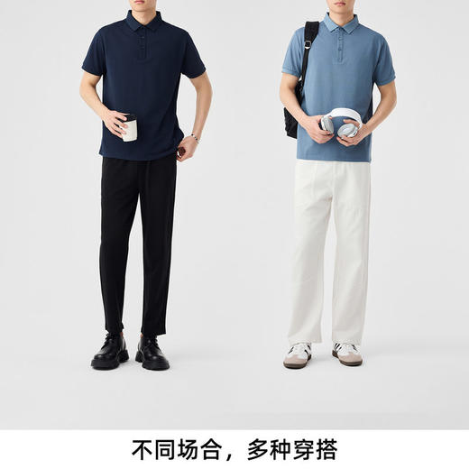 墨麦客桑蚕丝混纺珠地POLO衫男2026夏新款简约纯色男士T恤71717. 商品图3