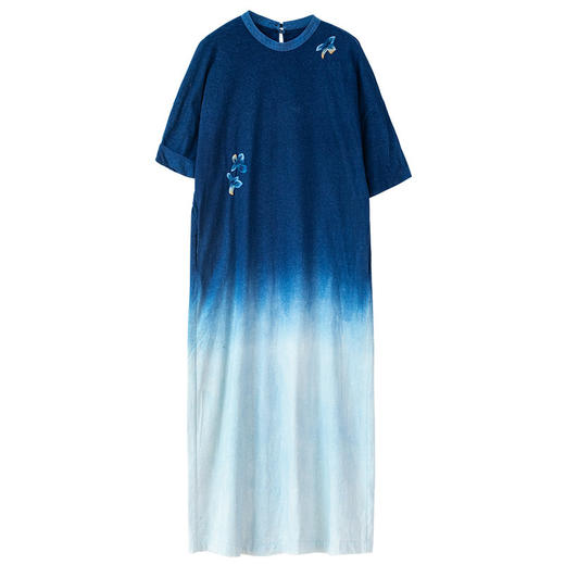 艺术家联名款 牧衣游原创手工刺绣吊蓝染连衣裙文艺宽松长裙 可木 商品图4