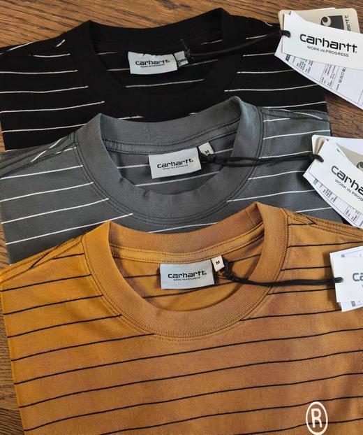 F0306129字母印花条纹杨幂同款条纹元素舒适通勤风百搭耐看男女同款圆领短袖 商品图2