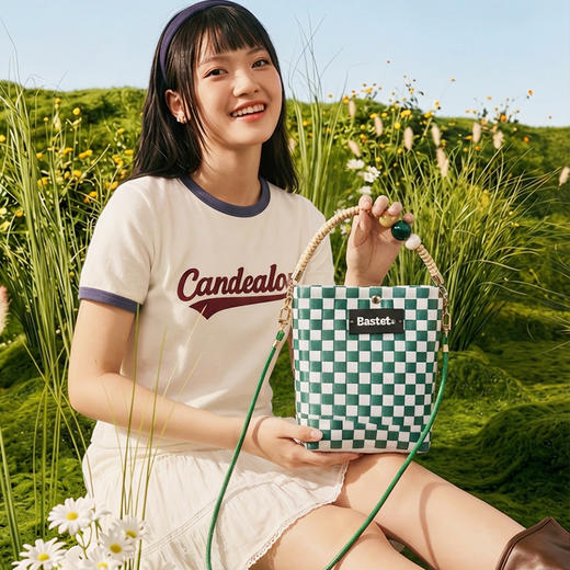 大英博物馆 巴斯特系列编织包手提斜挎包 绿色 黄色 商品图2