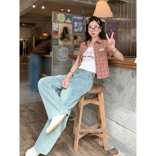 <曾小咸推荐>4.17现货秒杀 ！微信超特价！韩系格子polo领短袖 日常159.99 立减90 秒杀69.99！！ 商品图1