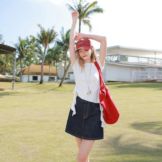 【莱赛尔瘦瘦T】三彩独醒2026春季新款圆领荷叶边T恤修身短款女F 商品图3