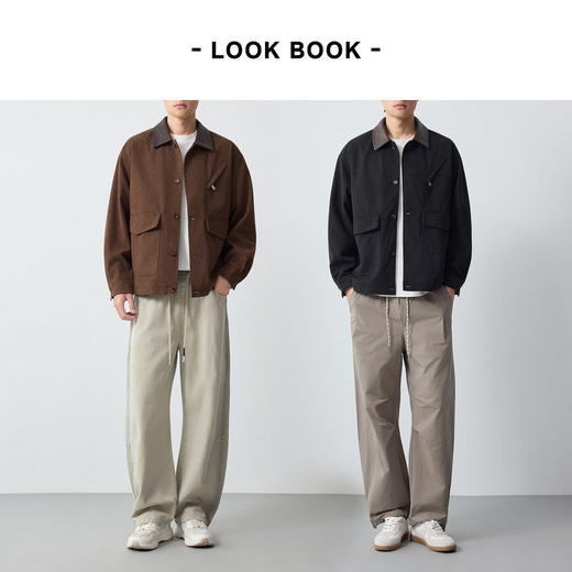 墨麦客男装高智通勤PU领外套男2026春季新款灯芯绒男士夹克81595. 商品图4