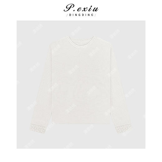 PanYiXiu/潘依绣【轻法之旅】羊毛温柔风手工勾花花边针织毛衣C075 商品图1