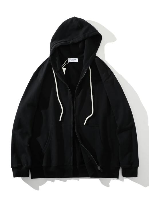 F030603高克重棉质混纺内里科技擦毛设计拉链开衫外套纯色抓绒琐温保暖长袖连帽卫衣 商品图7