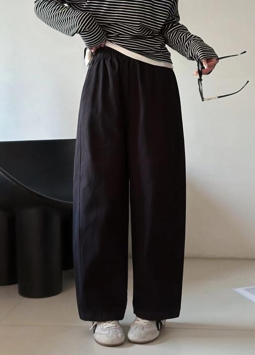 F030673水洗棉阔腿工装裤女遮肉显瘦松紧高腰直筒裤 商品图9