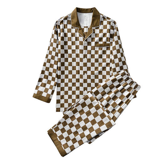 日式无印双层纱家居服良品格子情侣睡衣全棉长袖长裤居家服套装新 商品图2