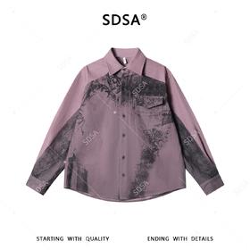 SDSA男装2026新款高贵轻奢设计师百搭撞色印花长袖衬衫百搭宽松
