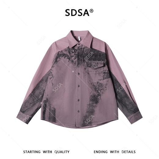 SDSA男装2026新款高贵轻奢设计师百搭撞色印花长袖衬衫百搭宽松 商品图0