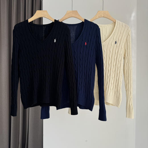 🔻拉夫女士V领针织衫毛衣 商品图1