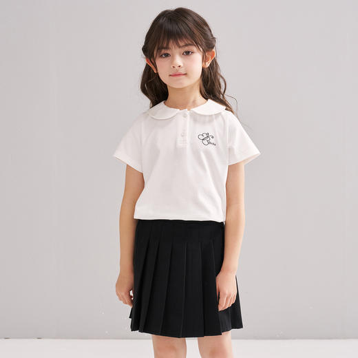 笛莎/Deesha 【松饼熊】2026年夏季新款女童甜美学院风娃娃领短袖T恤 商品图4