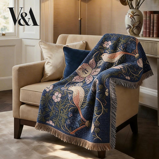 V&A博物馆 工艺美术大师系列草莓小偷提花线毯盖毯 茛苕提花线毯盖毯 商品图0