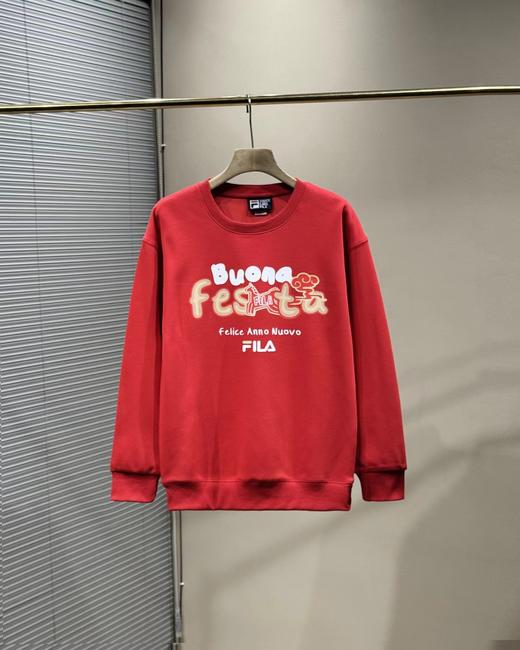 F0306125情侣套头卫衣精梳棉面料26春新年男女同款红色上衣 商品图3