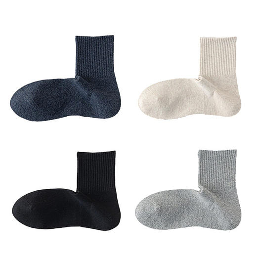 日式无印直角纯色男士长筒袜良品秋冬保暖无骨男精梳棉袜子透气袜 商品图4
