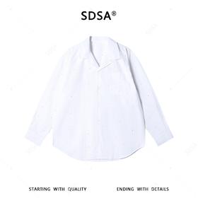 SDSA男装2026新款高贵轻奢简约细条纹长袖衬衫立体珠子装饰百搭