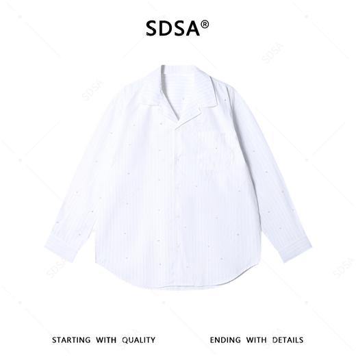 SDSA男装2026新款高贵轻奢简约细条纹长袖衬衫立体珠子装饰百搭 商品图0