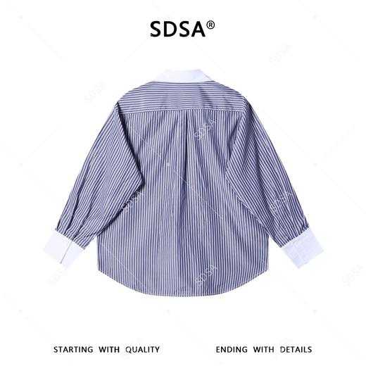 SDSA男装2026新款高贵轻奢韩版简约撞色条纹翻领长袖衬衫百搭简约 商品图4