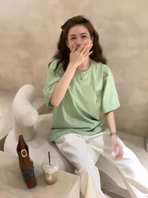 原单𝐀𝐦𝐢马卡龙爱心情侣短袖 商品图2