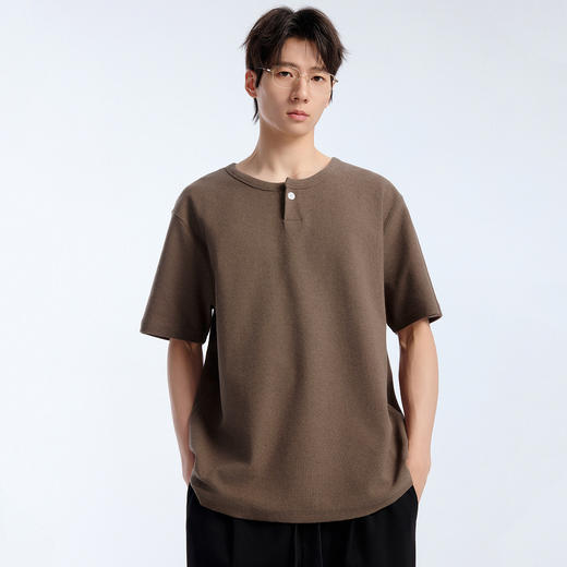 NPC潮牌立体剪裁亨利领纯色短袖T恤棉混纺毛巾布透气春NP61TE15 商品图2