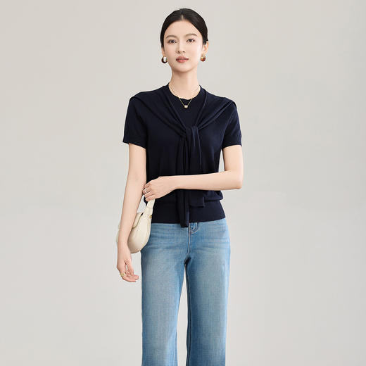 「高货wl」全新升级【铂金会员220/天猫289/差价69】(00350)洛诗琳气质羊毛混纺刺绣上衣2026新款披肩两件套针织衫 商品图0