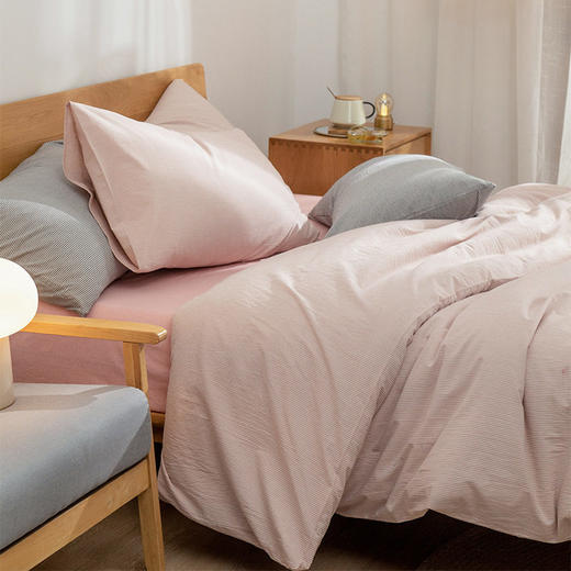 纯棉无印西川细条纹四件套良品条纹水洗棉四件套密细条全棉民宿新 商品图2