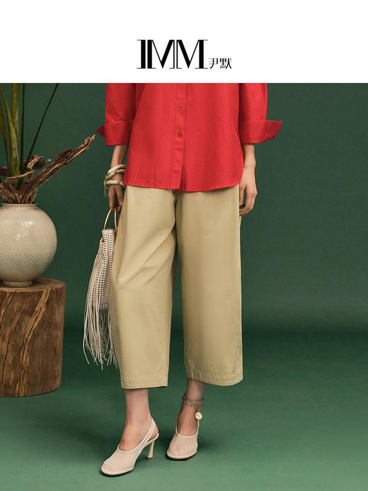 尹默休闲简约包容腿型松紧弯刀裤 商品图0