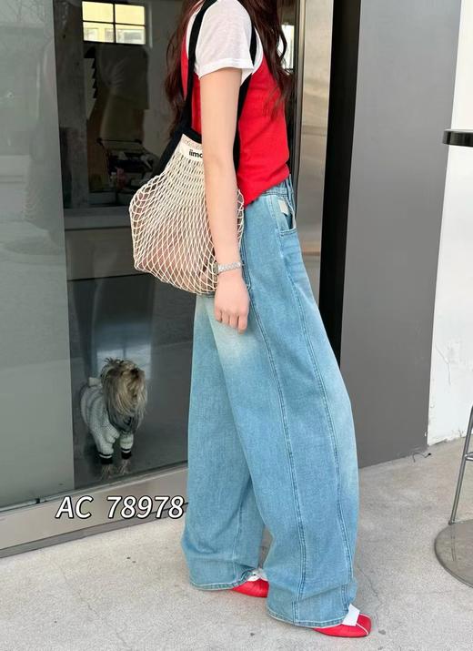 F030677复古水洗蓝松紧后腰设计宽松锥形牛仔裤 商品图3