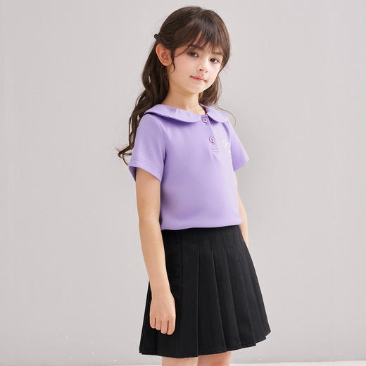 笛莎/Deesha 【松饼熊】2026年夏季新款女童甜美学院风娃娃领短袖T恤 商品图1