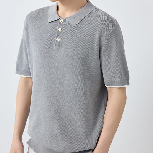 墨麦客男装高智通勤针织POLO衫男新款老钱风撞色短袖T恤男75199. 商品图1