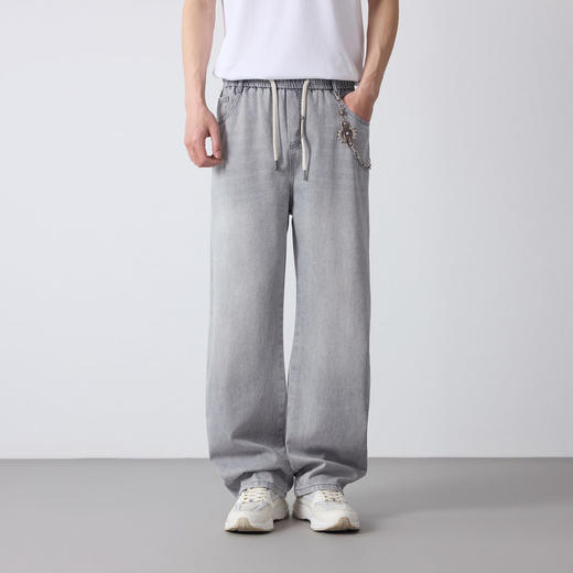 墨麦客男装美式休闲金属装饰牛仔裤2026春新款松紧腰裤子男97370. 商品图2