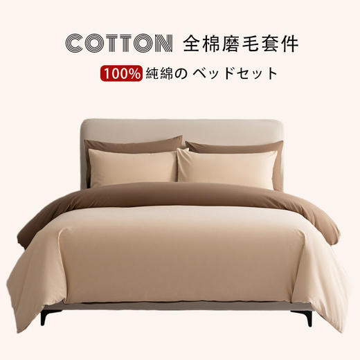 日式无印西川磨毛四件套秋冬厚款良品纯棉纯色酒店名宿床品套件 商品图0