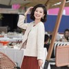 西子/绘素亚麻本色植物提花烫金钉珠立体米白色外套/WTTJ0808 商品缩略图2
