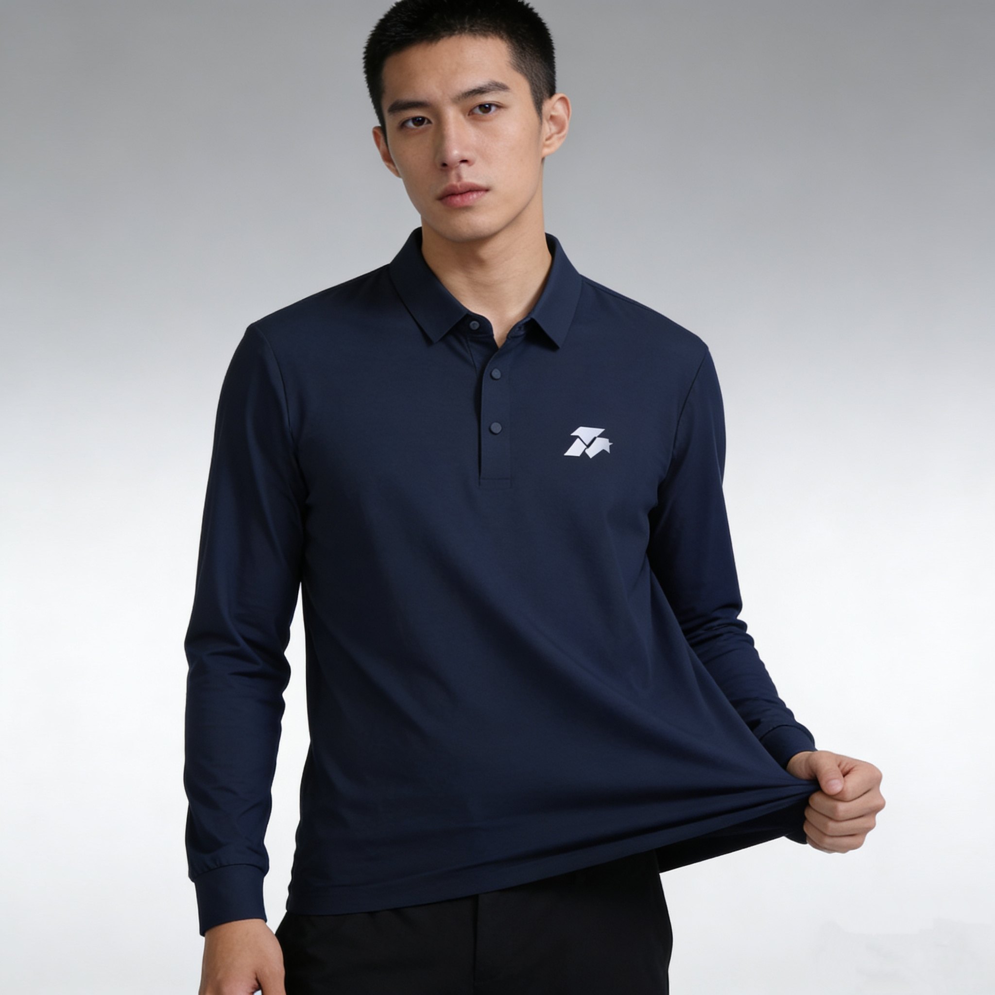 【冰感商务长袖翻领衫】2025春秋新款男冰感无痕商务翻领长袖衫上衣03h