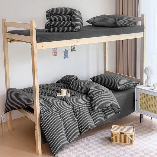 无印纯棉学生宿舍三件套良品床品件套格子纯色单人上下铺0.9床笠 商品图2