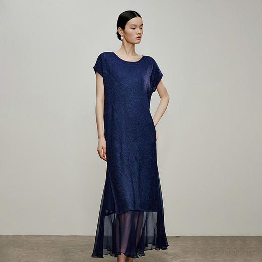 【林栖设计小店】 一帘幽梦|多色拼桑蚕丝飞片2026夏新款毛织连衣裙1962080 商品图8