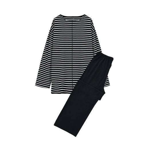 日式无印天竺棉家居服良品纯棉情侣全棉家居服套装条纹简约睡衣 商品图3
