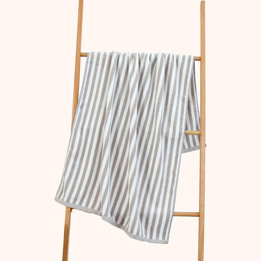 日式无印浴巾全棉良品条纹浴巾毛圈柔软毛浴巾室简约条子纯棉新品 商品图2