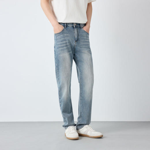 墨麦客男装高智通勤洗水牛仔裤男2026春新款字母装饰裤子男97369. 商品图3