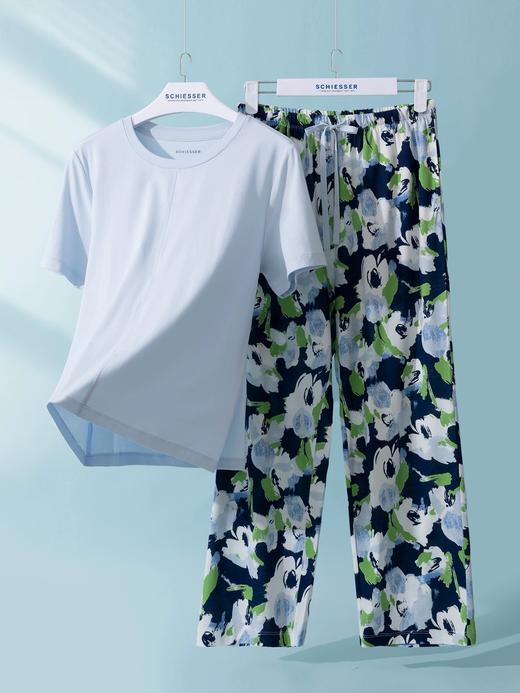 【棉莫单面布】SCHIESSER德国舒雅女短袖长裤套装 32S棉莫代尔单面  50%棉50%莫代尔  150g/m2  31/26411H 商品图1