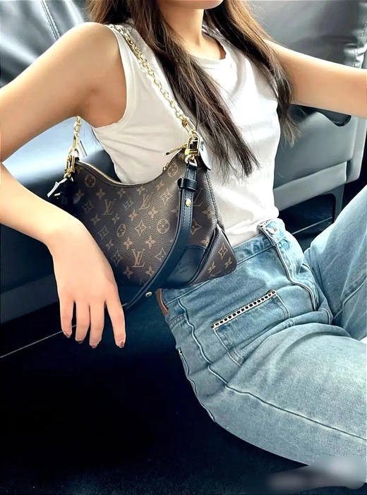 LV boulogne 老花拼皮 黑色 牛角包 商品图1