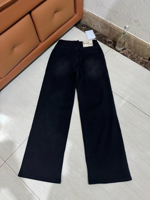 F030679美式复古做旧黑阔腿牛仔裤休闲裤显瘦神裤 商品图1