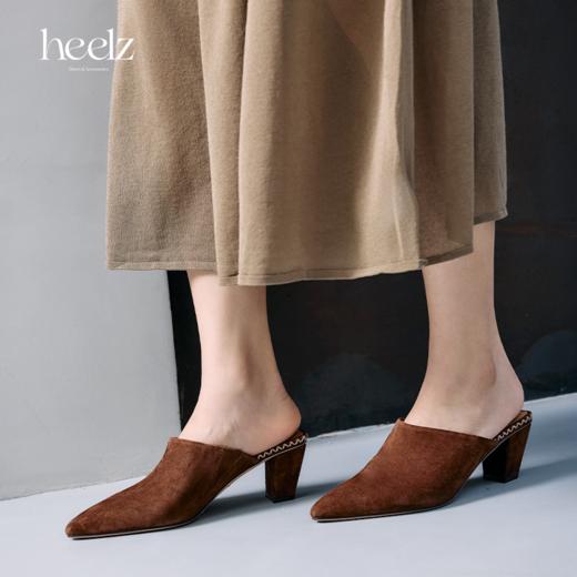 heelz设计师鞋履 | 梯形跟羊反绒穆勒鞋 5.8公分 商品图1
