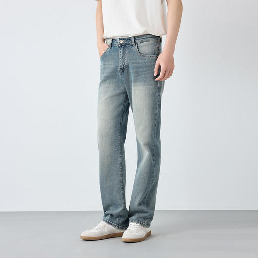 墨麦客男装高智通勤做旧牛仔裤男2026春季新款直筒男士裤子97368. 商品图2